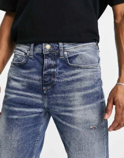 River Island Straight Jeans In Blue For Men Blue - Medium -Layered Clothes 201279415 3