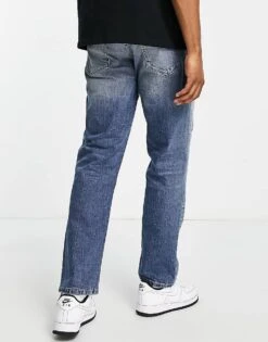 River Island Straight Jeans In Blue For Men Blue - Medium -Layered Clothes 201279415 4