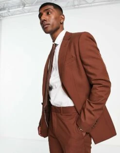 River Island Suit Jacket In Rust For Men -Layered Clothes 202860552 1 rust 1