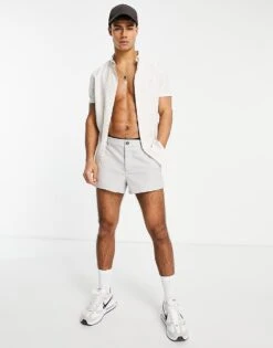 River Island Oxford Stripe Shirt In Stone For Men Stone - Light -Layered Clothes 202890146 4