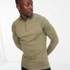 River Island Half Zip Jumper In Khaki For Men Khaki - Light -Layered Clothes 203952256 1 khakilight