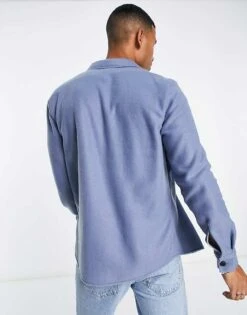 River Island Long Sleeve Overshirt In Blue For Men -Layered Clothes 204130573 4