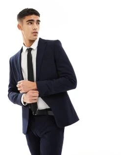 River Island Super Skinny Suit Jacket In Navy For Men