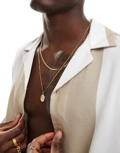 River Island Stripe Revere Collar Shirt In Beige For Men 10 River Island Stripe Revere Collar Shirt In Beige For Men -Layered Clothes 205329295 4