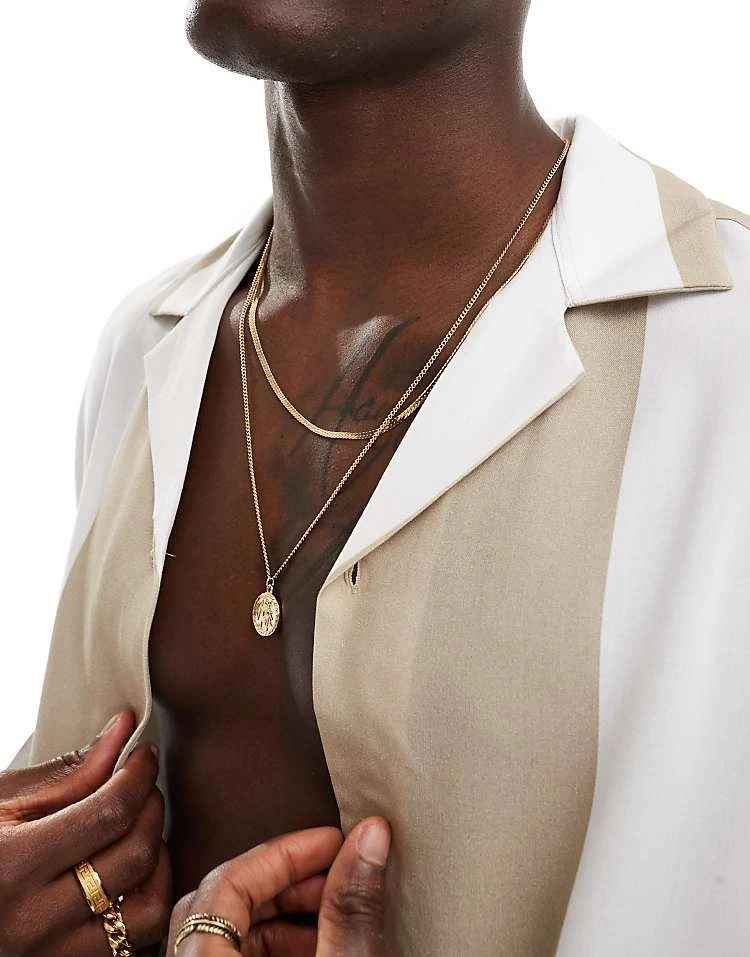 River Island Stripe Revere Collar Shirt In Beige For Men 6 River Island Stripe Revere Collar Shirt In Beige For Men - Image 4