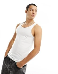 River Island Muscle Fit Vest In White For Men -Layered Clothes 205357115 1 white 1