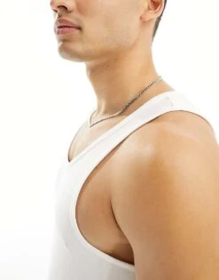 River Island Muscle Fit Vest In White For Men -Layered Clothes 205357115 3