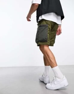 River Island Loose Pocket Cargo Short In Green For Men Green - Medium -Layered Clothes 205398893 3
