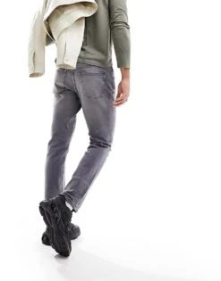 River Island Slim Fit Jeans In Light Grey Wash For Men Grey - Light -Layered Clothes 205541533 3