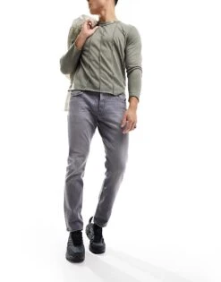 River Island Slim Fit Jeans In Light Grey Wash For Men Grey - Light -Layered Clothes 205541533 5