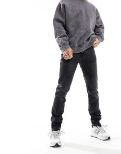 River Island Skinny Jean In Washed Black For Men