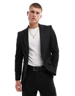 River Island Skinny Suit Jacket In Black For Men -Layered Clothes 205562610 5