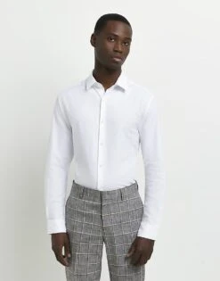 River Island Slim Fit Easy Iron Shirt In White For Men -Layered Clothes 205639668 1 white 1