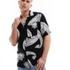 River Island Short Sleeve Shirt In Black Paisley For Men -Layered Clothes 205727256 1 black