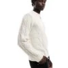 River Island Slim Cable Jumper In Ecru For Men -Layered Clothes 205754365 1 ecru