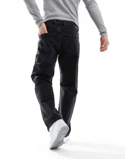 River Island Loose Fit Jeans In Black For Men -Layered Clothes 205754559 3