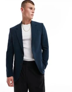 River Island Slim Suit Jacket In Blue For Men Blue - Medium 11 River Island Slim Suit Jacket In Blue For Men Blue - Medium -Layered Clothes 205830529 1 bluemedium 1