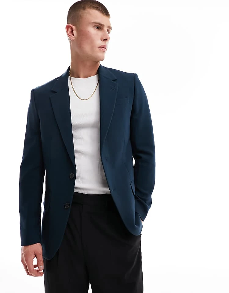 River Island Slim Suit Jacket In Blue For Men Blue - Medium 7 River Island Slim Suit Jacket In Blue For Men Blue - Medium - Image 5