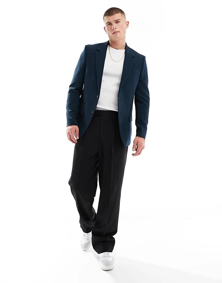 River Island Slim Suit Jacket In Blue For Men Blue - Medium 4 River Island Slim Suit Jacket In Blue For Men Blue - Medium - Image 2