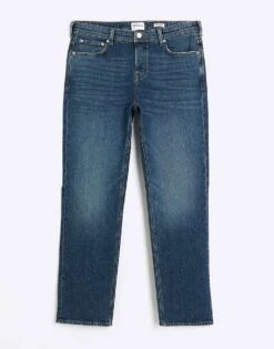 River Island Straight Jeans In Dark Blue For Men Blue - Dark -Layered Clothes 205831075 5