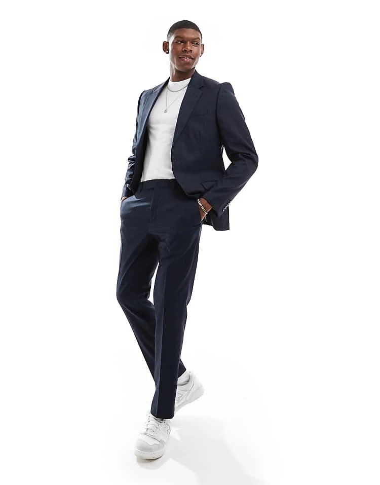 River Island Skinny Suit Jacket In Navy For Men 6 River Island Skinny Suit Jacket In Navy For Men - Image 4