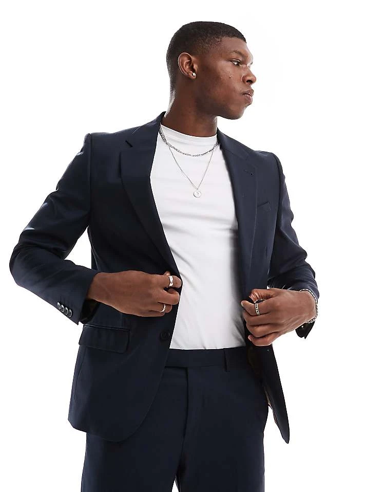 River Island Skinny Suit Jacket In Navy For Men 7 River Island Skinny Suit Jacket In Navy For Men - Image 5