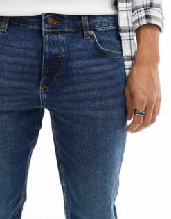 River Island Slim Fit Jeans In Washed Medium Blue For Men -Layered Clothes 206052773 5