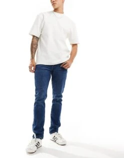 River Island Skinny Fit Jeans In Medium Blue For Men -Layered Clothes 206056165 4