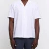 River Island Regular Fit Seersucker Revere Shirt In White For Men