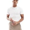 River Island Muscle Fit Pointelle T-shirt In White For Men -Layered Clothes 206265159 1 white
