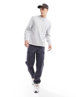 River Island Long Sleeve T-shirt In Grey Marl For Men