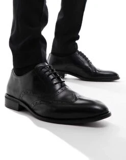 River Island Lace Up Brogue Shoes In Black For Men