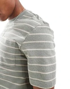 River Island Stripe T-shirt In Sage For Men Light Green 8 River Island Stripe T-shirt In Sage For Men Light Green -Layered Clothes 206296922 3