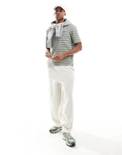 River Island Stripe T-shirt In Sage For Men Light Green 9 River Island Stripe T-shirt In Sage For Men Light Green -Layered Clothes 206296922 4