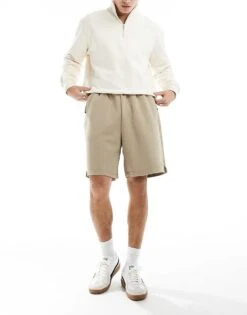 River Island Textured Shorts In Medium Stone For Men -Layered Clothes 206297002 3