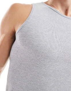 River Island Ribbed Vest In Grey Marl For Men -Layered Clothes 206297022 3