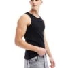 River Island Ribbed Vest In Black For Men 2 River Island Ribbed Vest In Black For Men -Layered Clothes 206297063 1 black