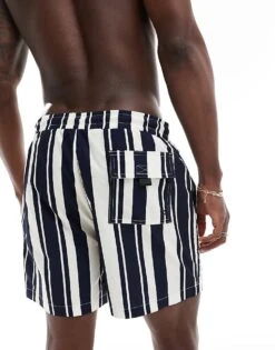 River Island Swim Trunks Co-ord In Navy Stripe For Men -Layered Clothes 206297120 4