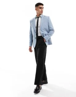 River Island Textured Suit Jacket In Blue For Men -Layered Clothes 206297248 3