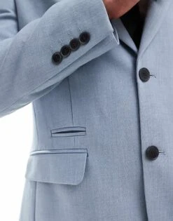 River Island Textured Suit Jacket In Blue For Men -Layered Clothes 206297248 4