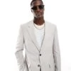 River Island Linen Suit Jacket In Stone For Men -Layered Clothes 206334351 1 stone