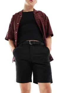 River Island Core Chino Shorts In Black For Men -Layered Clothes 206372136 1 black 1