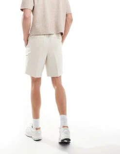 River Island Smart Pull On Shorts In Medium Stone For Men -Layered Clothes 206459736 3