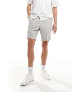 River Island Smart Textured Shorts In Light Grey For Men -Layered Clothes 206459823 1 lightgrey 1