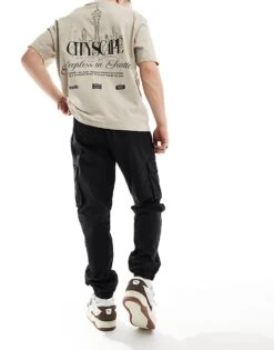 River Island Greco Cargo Trousers In Black For Men -Layered Clothes 206461443 3