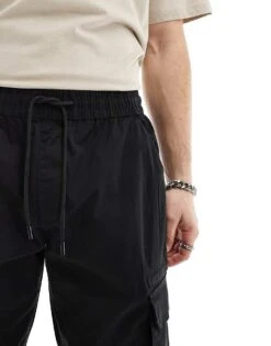 River Island Greco Cargo Trousers In Black For Men -Layered Clothes 206461443 5