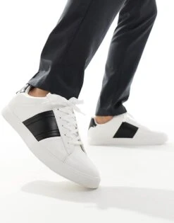 River Island Stripe Trainers In White For Men -Layered Clothes 206477618 1 white 1