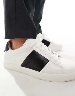 River Island Stripe Trainers In White For Men -Layered Clothes 206477618 4