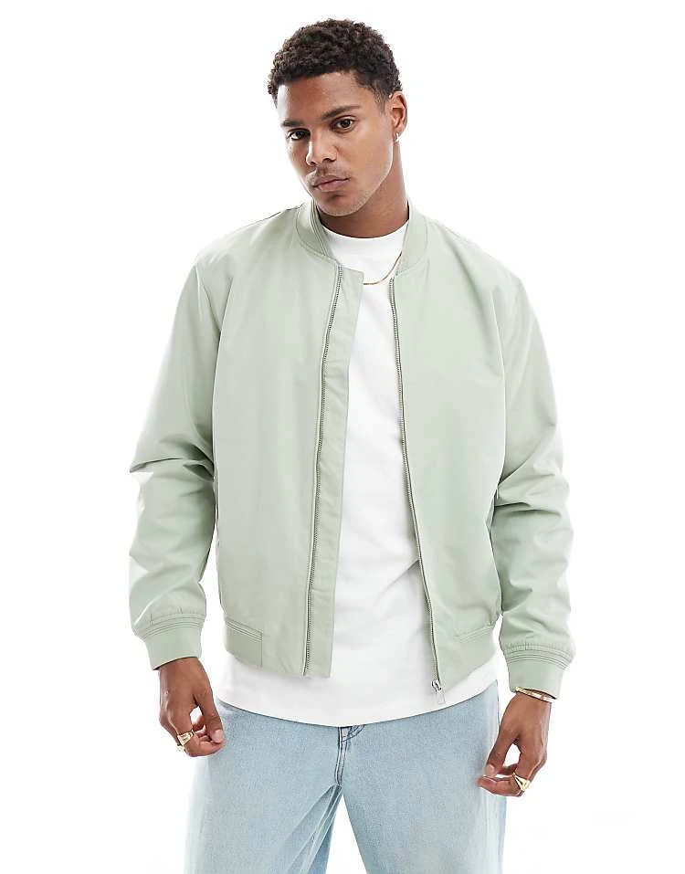River Island Bomber Jacket In Light Green For Men Medium Green 4 River Island Bomber Jacket In Light Green For Men Medium Green - Image 2