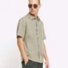River Island Slim Fit Linen Blend Shirt In Green - Light For Men -Layered Clothes 206494569 1 greenlight